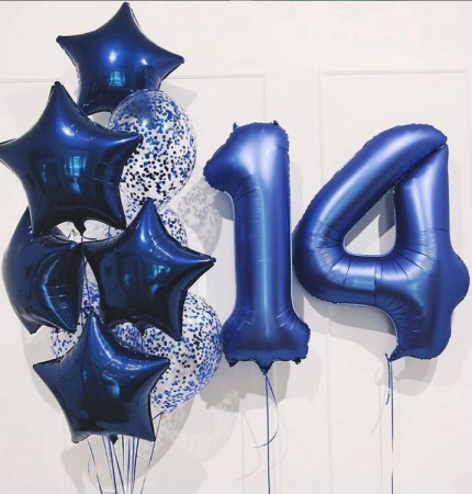 Букет в синем цвете на 14 лет