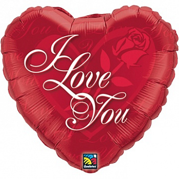 Фольгированный шар сердце I Love You с розой