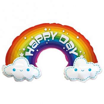 Фольгированный шар HAPPY DAY Радуга в облаках