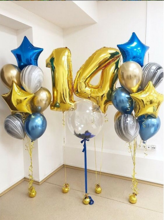 Композиция в золотом и синем цвете на 14 лет