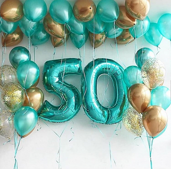 Композиция на 50 лет в цвете тиффани