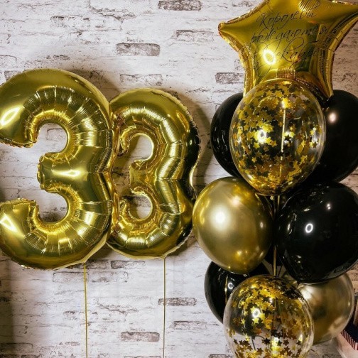 Сет на 33 года в золотом и черном цвете