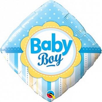 Фольгированный шар ромб BABY BOY Горошек Полоски