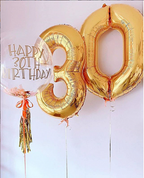 Золотые фольгированные цифры на 30 лет