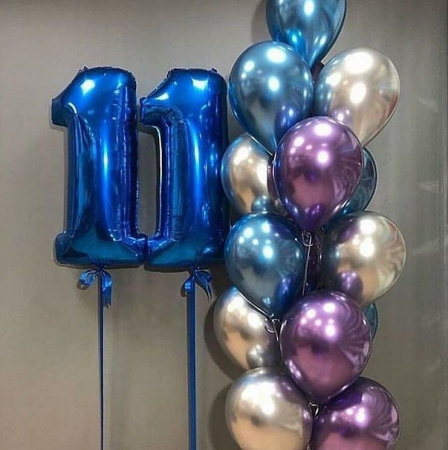 Сине-серебряный букет на 11 лет