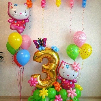 Шарики девочке на три года Hello Kitty