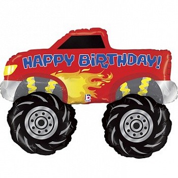 Фольгированный шар Happy Birthday Внедорожник красный