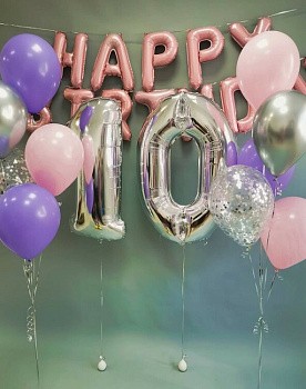 Решение для девочки на 10 лет в розовом и сиреневом цвете