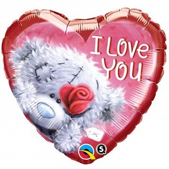 Фольгированный шар сердце I Love You Роза красная