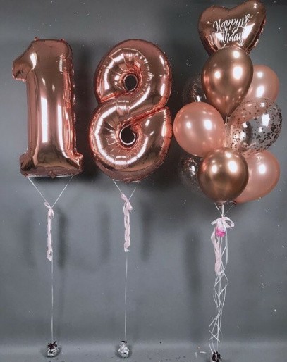 Сет и шаров на 18 лет в цвете розовое золото