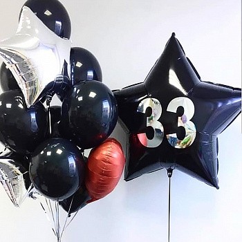 Гелиевые шары в черном цвете на 33 года